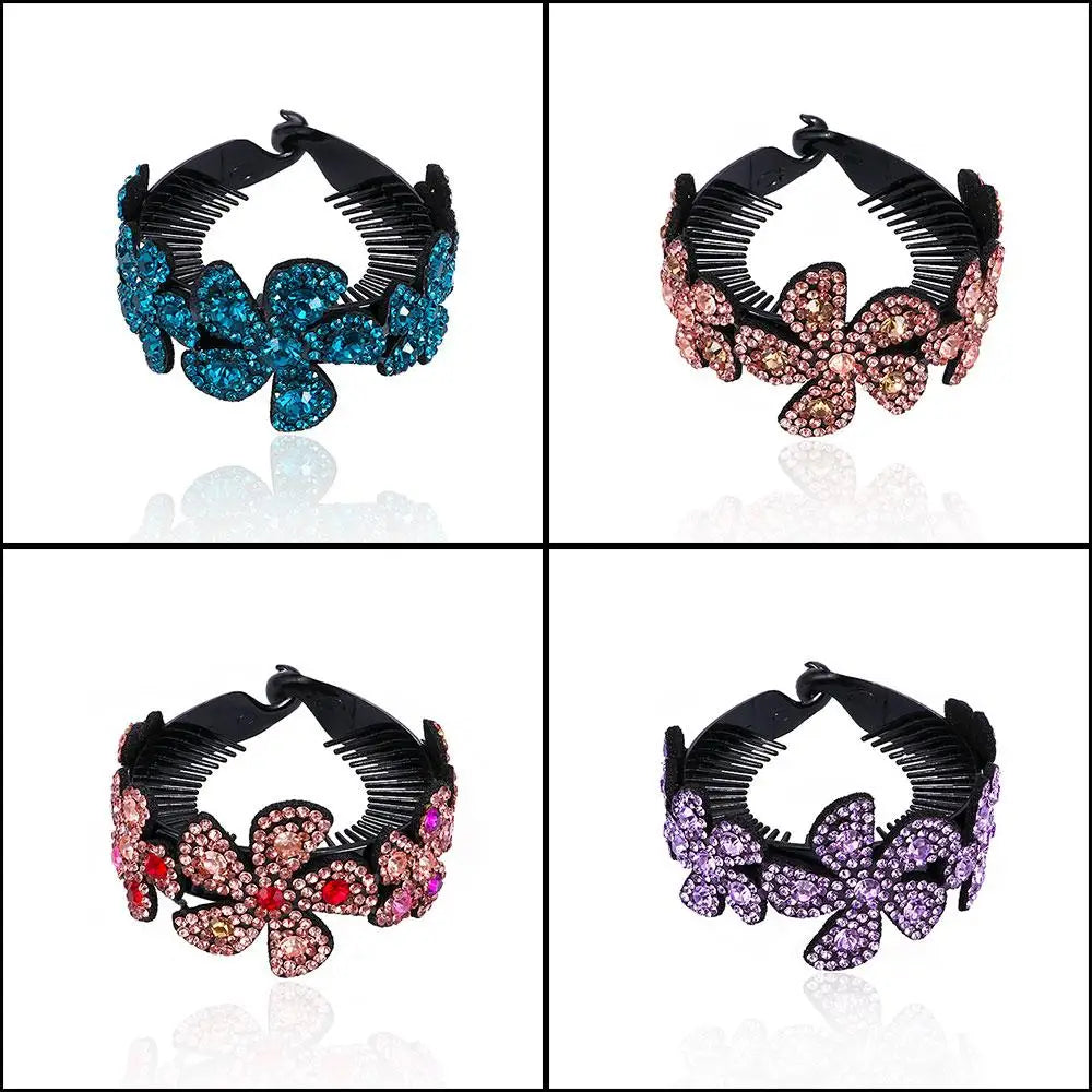 Accessories Rhinestone Floral Hair Accessories Women Twistclip Hairclaw Barrettes Hair Pins Headwear