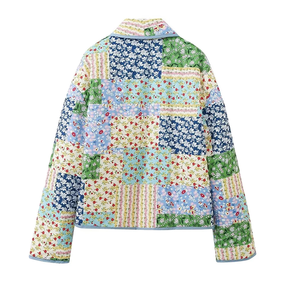 Women Cotton Jackets 2025 Autumn Winter Female Floral Printed Quilted Coats Thicken Warm Cardigan Lady Elegant Chic Outerwear