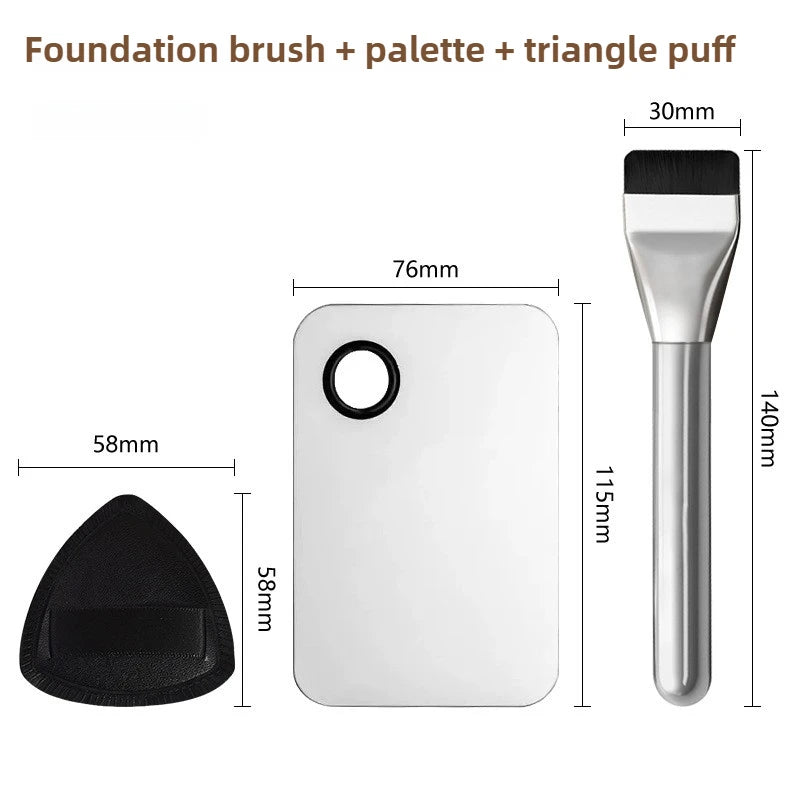 Ultra Thin Foundation Brush Makeup Mixing Palette with Spatula Flat Face Contour Brush Cosmetic Puff Blender Beauty Makeup Tools