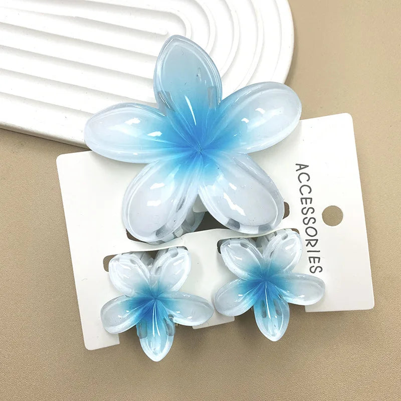 3Pcs/Set Sweet Flower Colroful Gradient Hair Claws Ponytail Cip Clamp Barrettes Hairpins For Women Girl Beach Hair Accessories