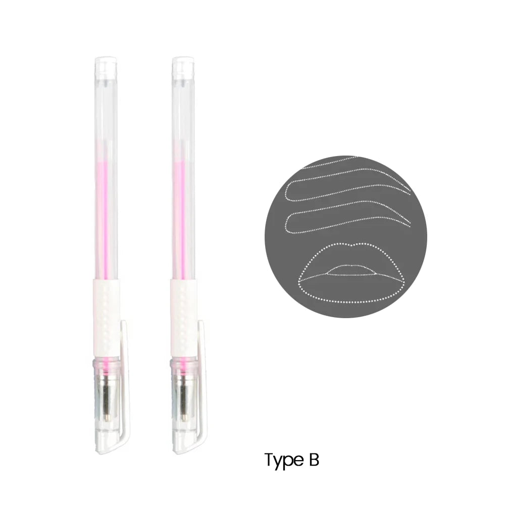 2PCS Eyebrow Marker Pen Microblading Surgical Skin Permanent Make up Supplies White Surgical Scribe Tool Tattoo Accessories Pens