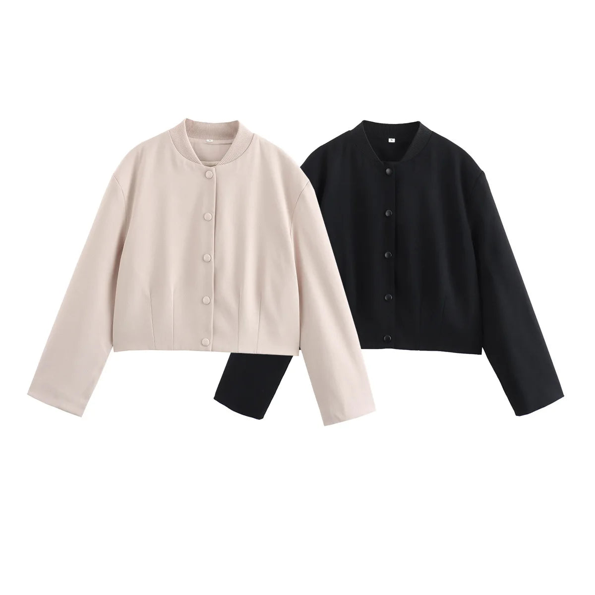 Ladies Short Vintage Autumn Winter Jacket Woman Coat Bomber Cropped Women Jackets Long Sleeve With Buttons Lady Outwear Female