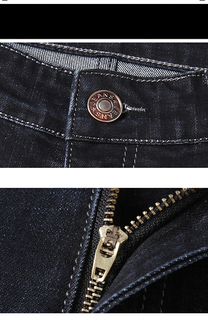 Classic black men's jeans Straight leg baggy plus size pants Wear comfortable dark pants Thin pants for dad gift dad pants