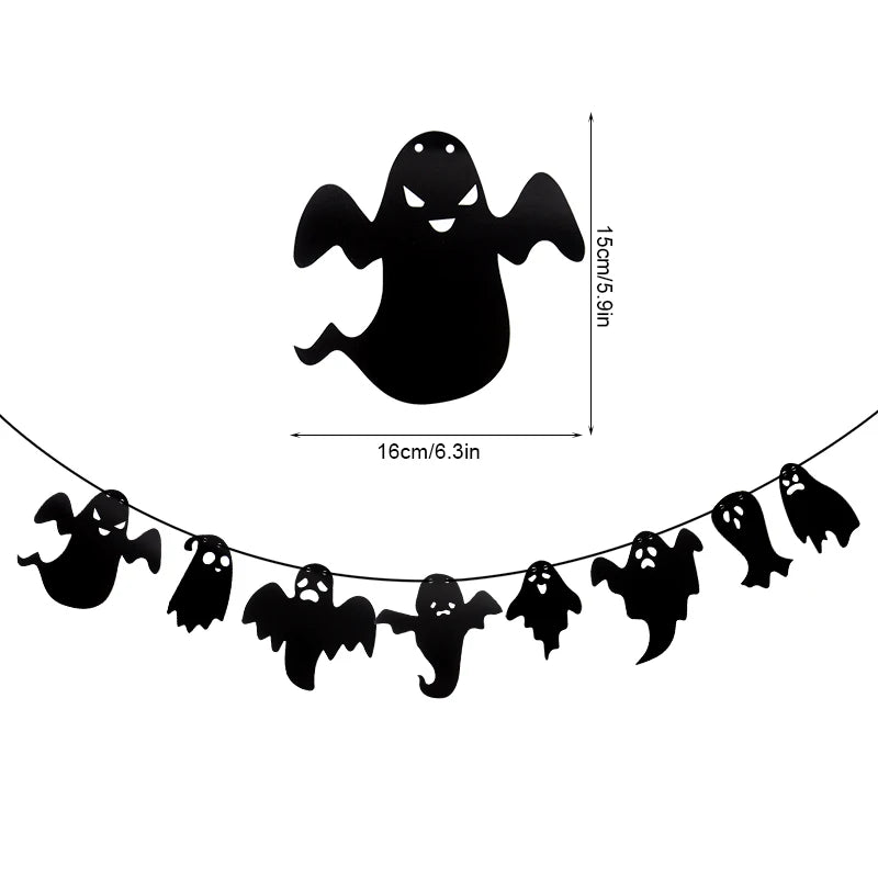 Halloween Hanging Banner Garland Cute Ghost Paper Bunting Kids Favors Happy Halloween Party Decorations For Home Horror Props