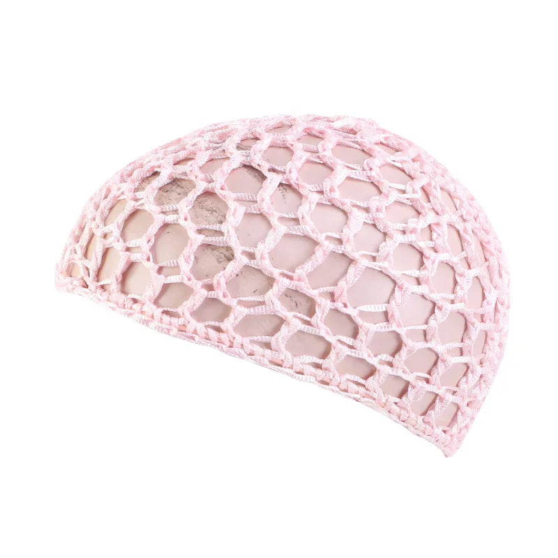 Women Mesh Hair Net Crochet Cap Rayon Knit Snood Hat Thick Short Hairnet Sleeping Night Cover Turbans Styling Tool Accessories