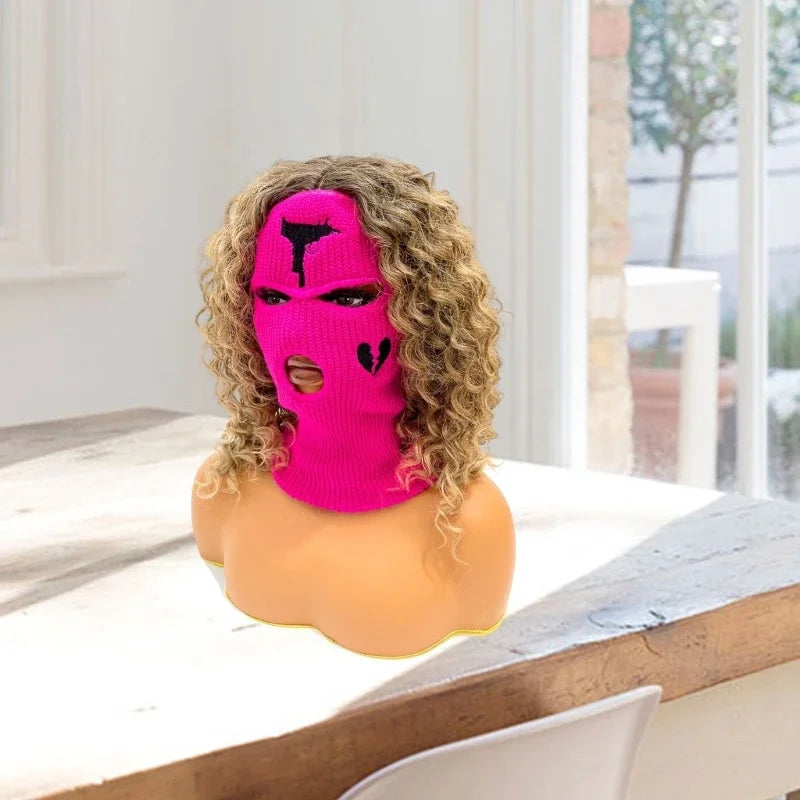 Balaclava Winter Three Hole Skiing Hat Face Masks Warm Hood Outdoor Knitted Pullover Hat Sports Scarf Multifunctional Hats