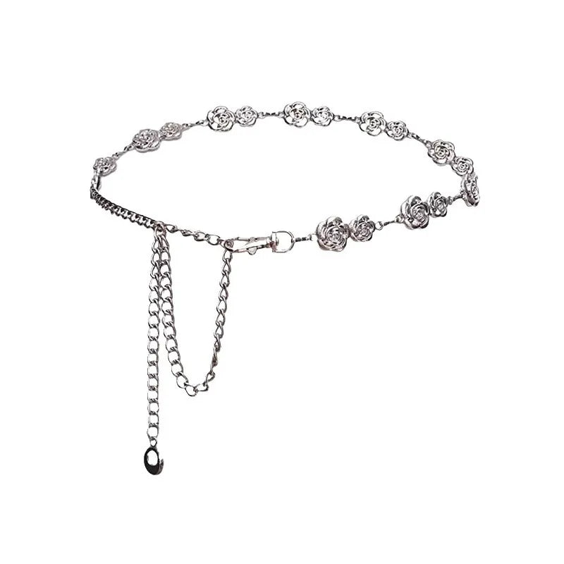 Waist chain accessories for women's metal flower chain versatile belt decorative skirt suit waistband chain