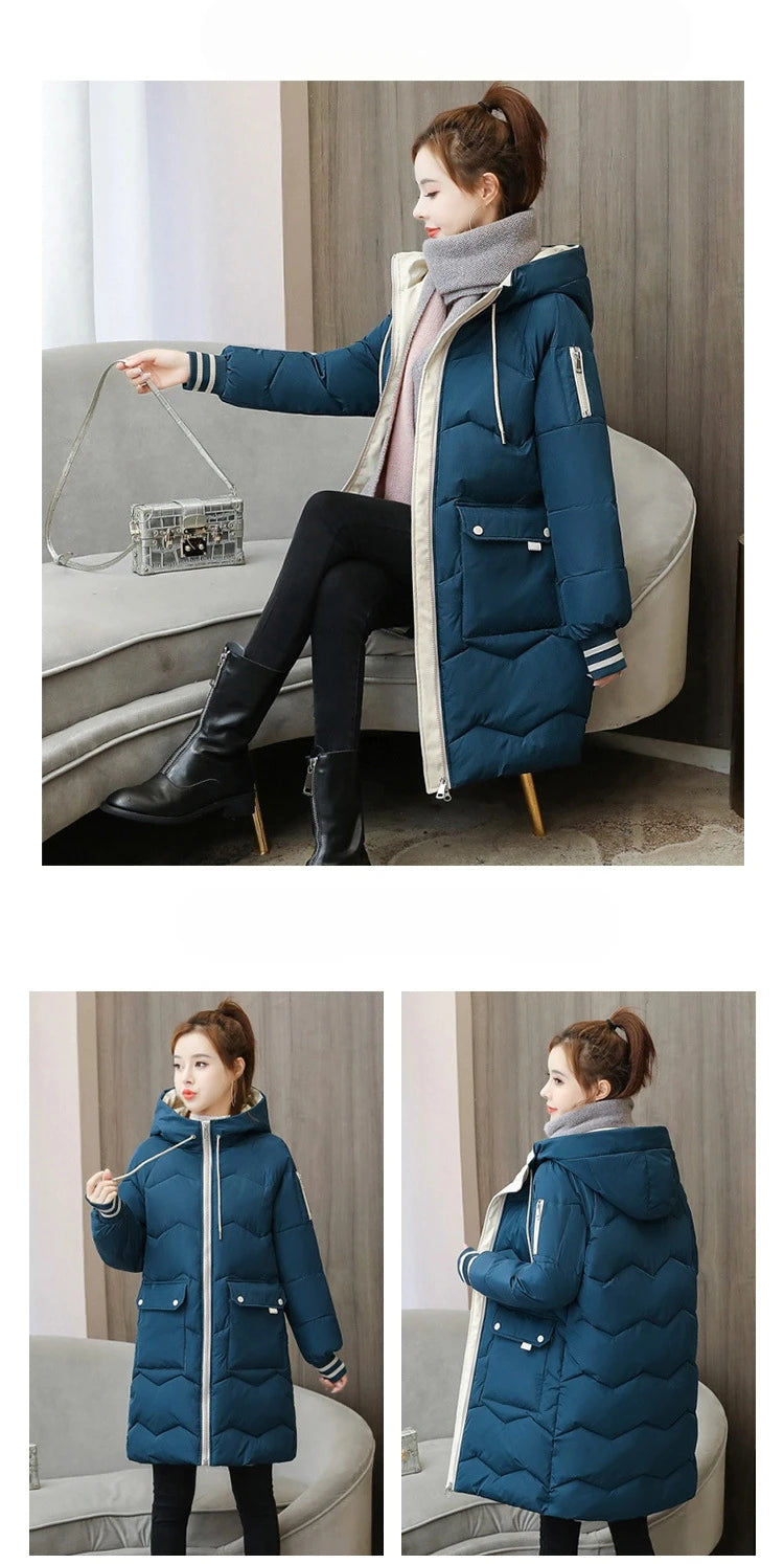 Winter Women Jacket Coats Long Parkas Female Down Cotton Hooded Overcoat Thick Warm Jackets Windproof Casual Student Coat