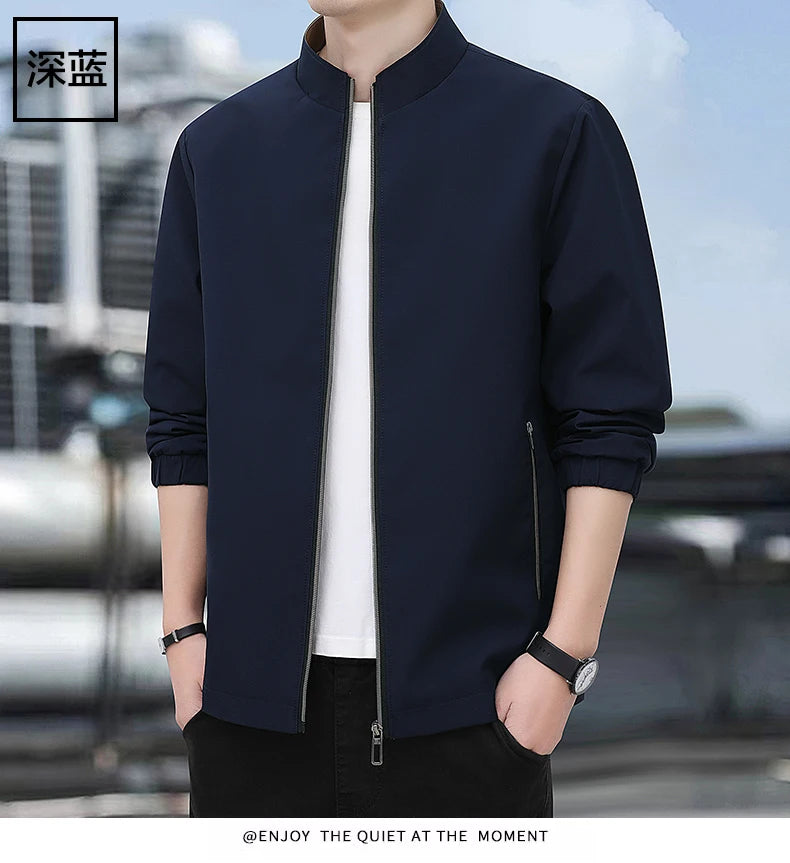 Jacket casual youth jacket stand up collar versatile men's windbreaker  high end men's top for spring and autumn