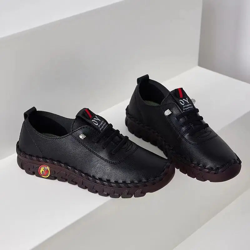 Spring Shockproof Orthopedic Shoes For Women Autumn Lace Up Flats Women's Loafers Ladies Comfort Moccasins Female Driver Shoes