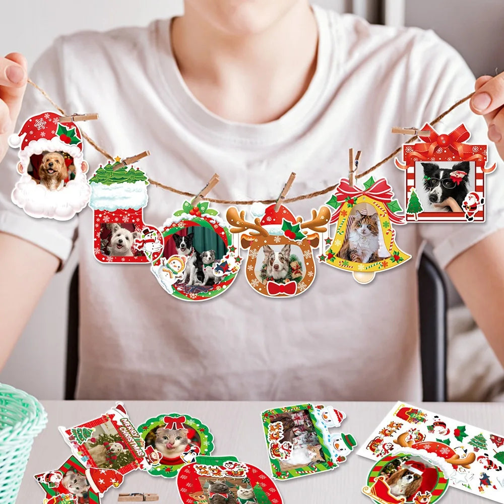 Christmas photo frame decoration, winter birthday holiday decoration, Christmas and New Year DIY hanging decoration