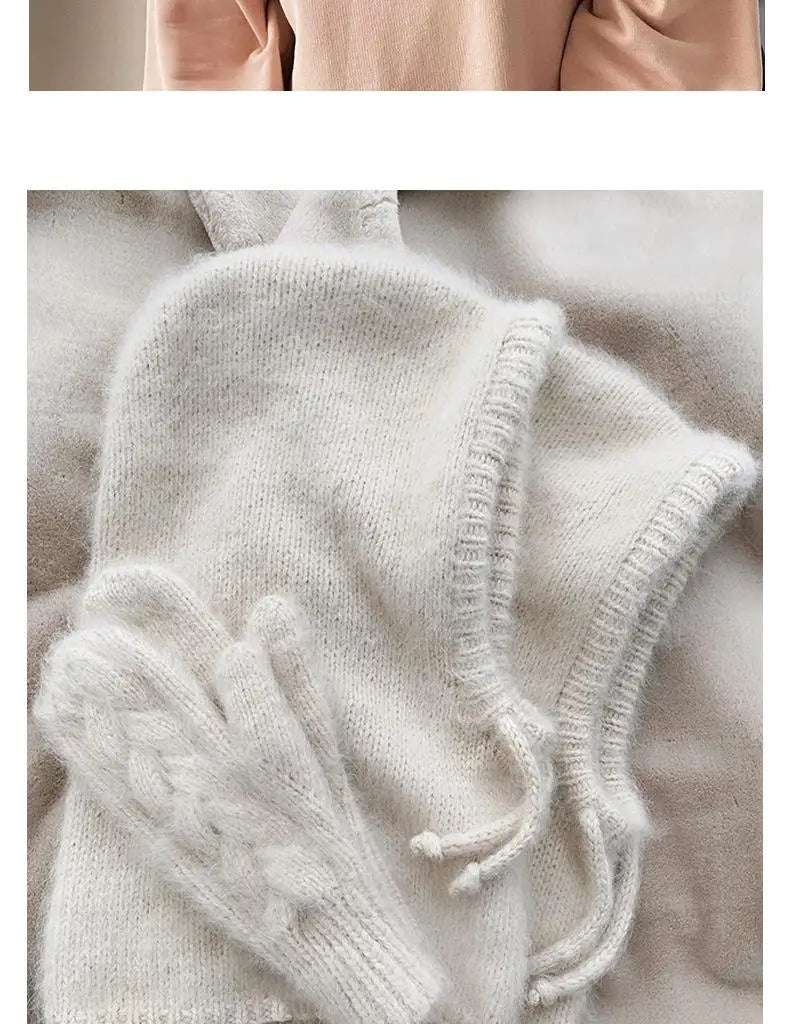 Winter Hats for Women Girls Warm Hooded Scarf Beanie for Female Youth Balaclava Kniting Skull Cap Ear Flap