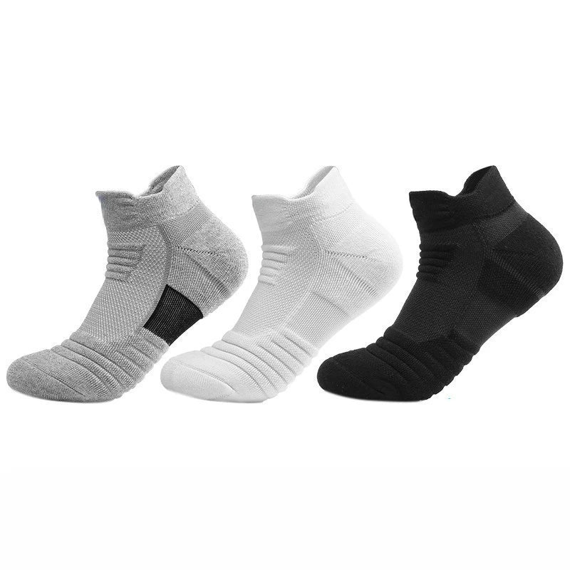 6/3/1 Pairs New Men Sports Running Fitness Flight Short Tube Socks Women's Towel Bottom Basketball Socks Solid Color Black Socks