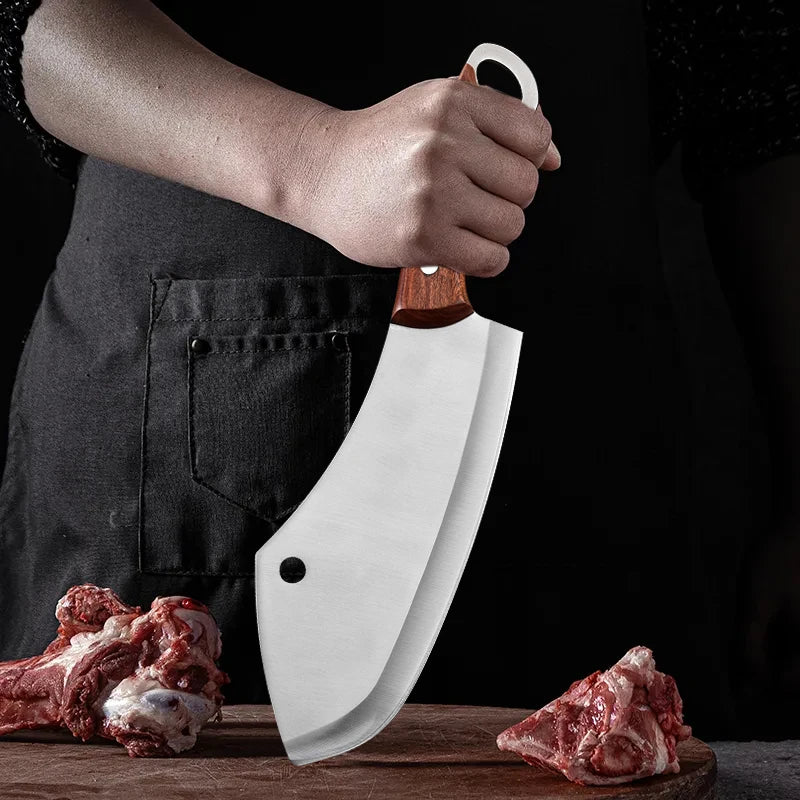 Kitchen Chef Knife Stainless Steel Meat Fish Fruit Vegetable Slicing Bone Chopping Professional Butcher Cleaver Knife with Cover