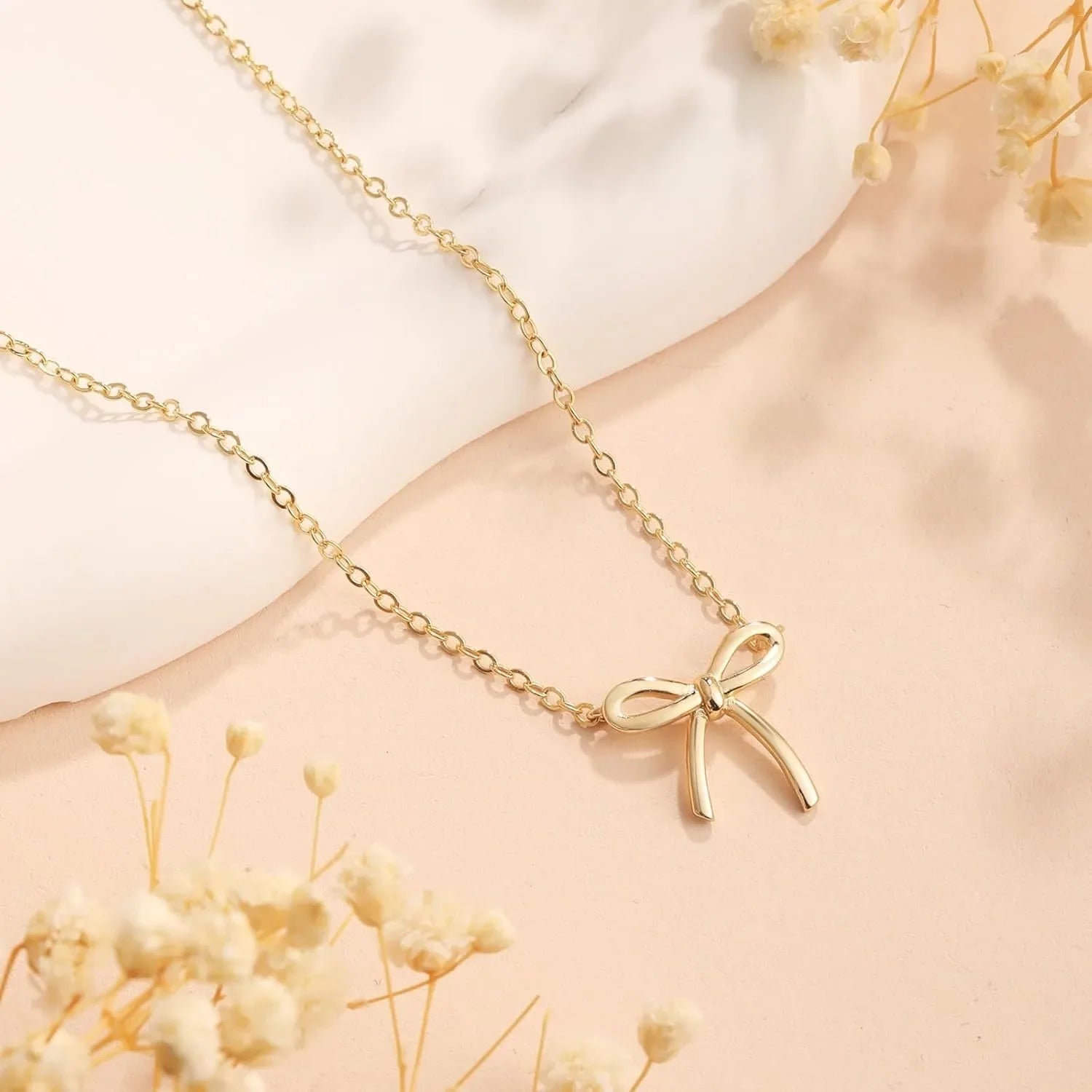 Gold Necklace for Women Bow Necklace Gold Silver Plated Necklace Cute Bow Pendant Choker Chain Necklaces for Women Jewelry Gift