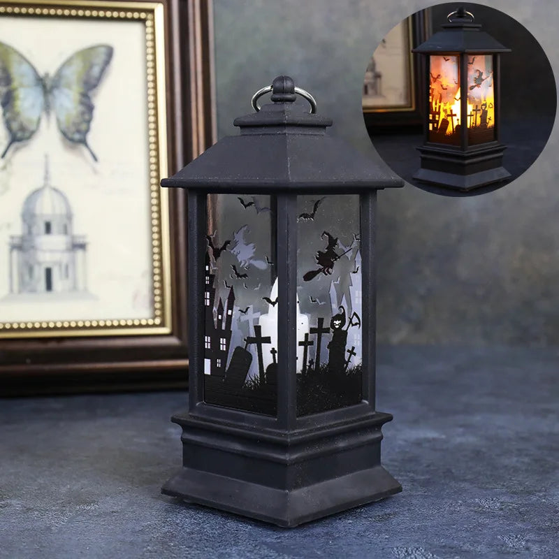 Halloween Decorations Pumpkin Castle LED Decorative Lamp Holiday Party Horror Props Candle Hanging Lantern Bar Garden Home Decor