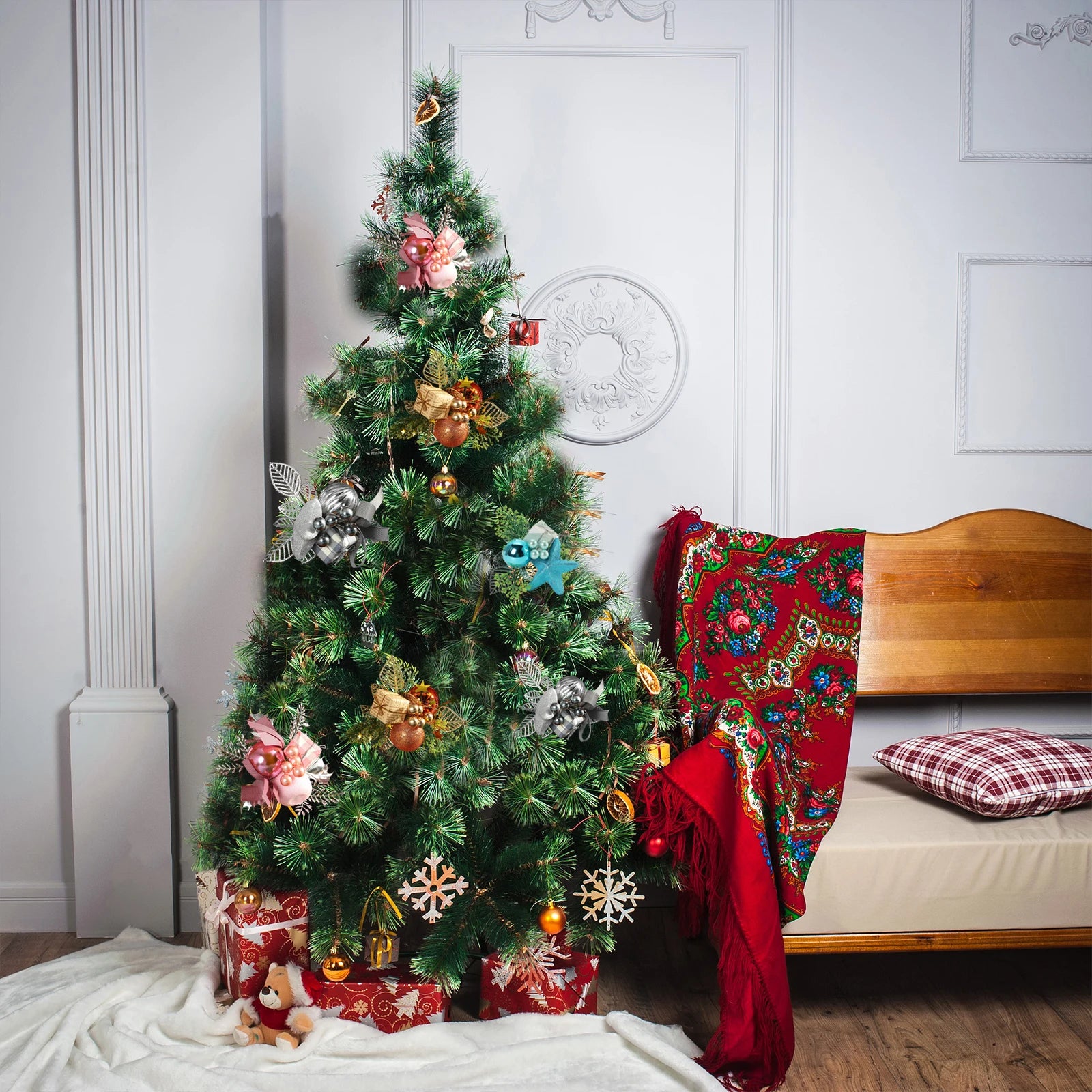 Christmas Decor Picks Artificial Foam Pine Branch Berry Cuttings Ornament Xmas Festive Party DIY Supplies