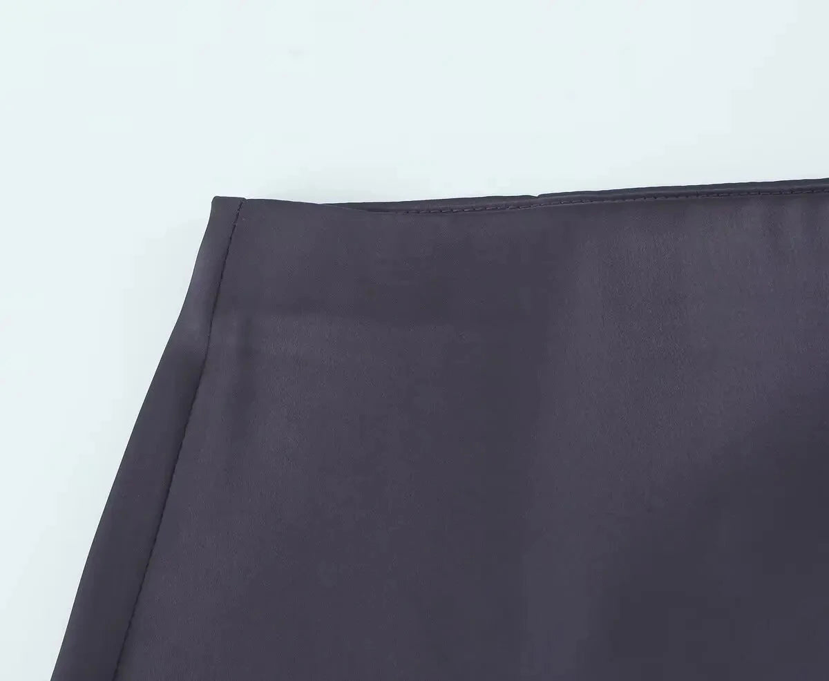 HH Elegant Solid Silk Texture Suit For Women Backless Lace Up Tube Top+High Waist Wide Leg Pants Women's Summer Fashion Set