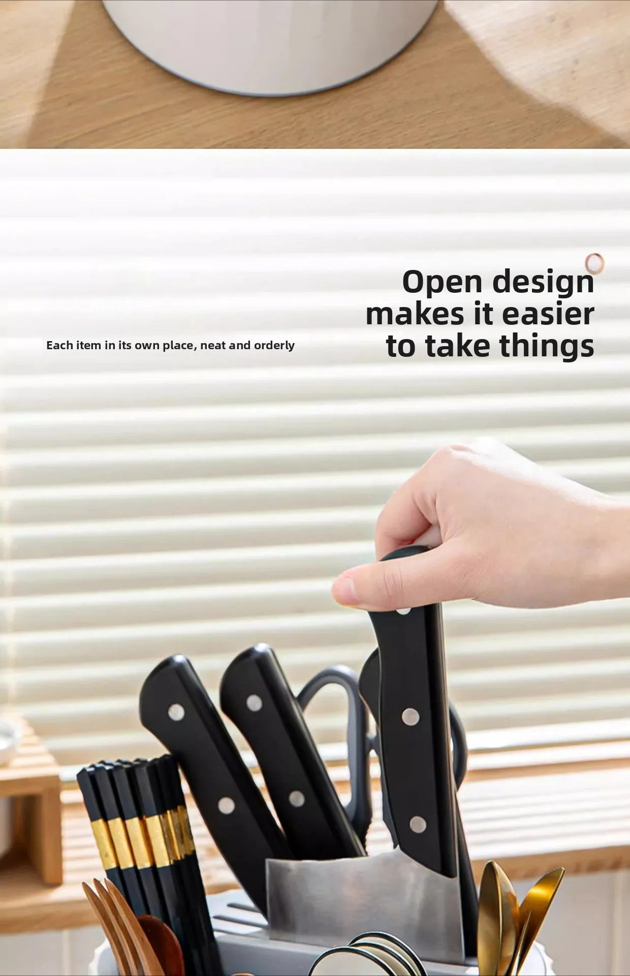 Kitchen Rotating Knife Frame Storage Rack Multi Functional Household Chopsticks Knives and Tableware Placement Rack