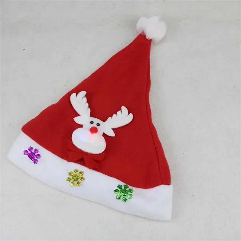 Hat New Year Costume Santa Claus Xmas Winter Gift Decor Christmas LED Hat New Year Cute Kids Adults Cap Navidad Children Girl