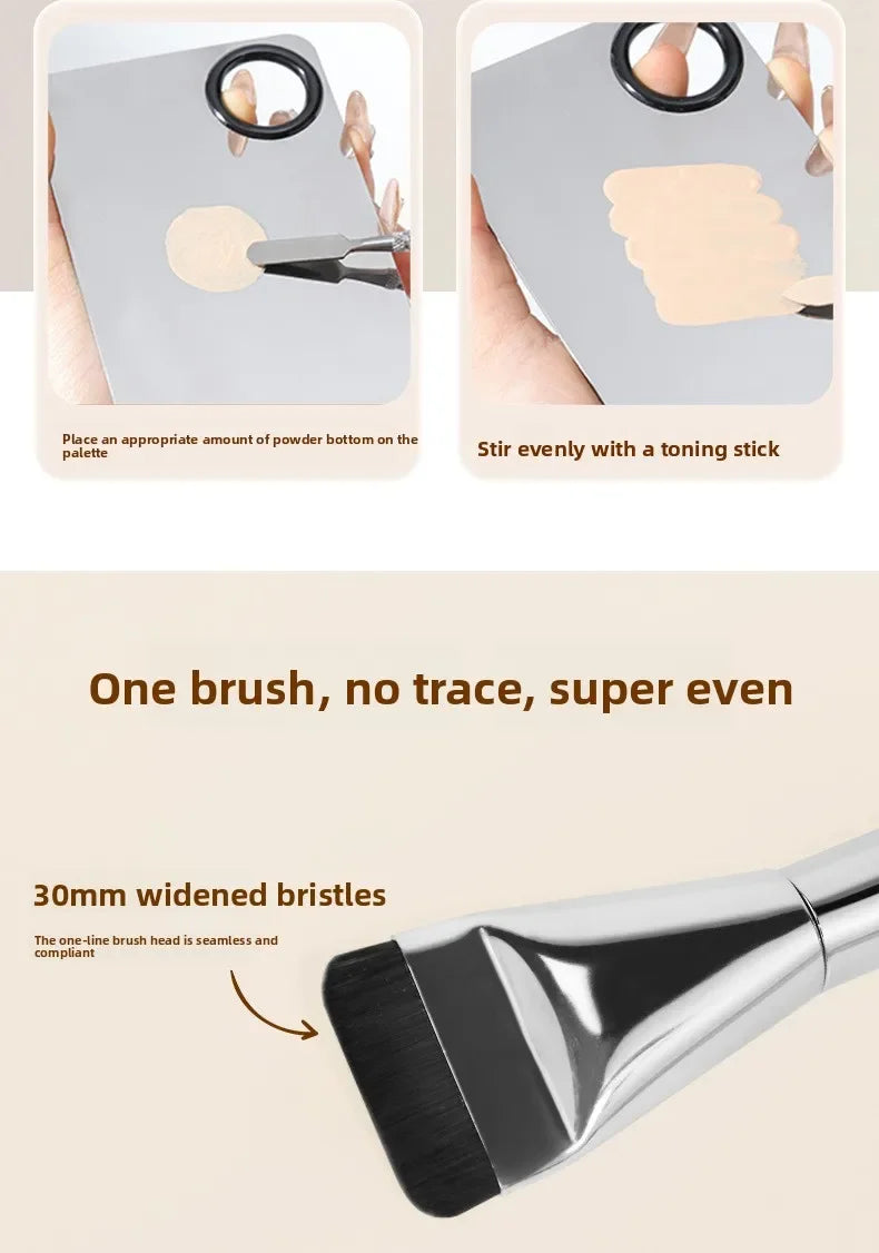 Ultra Thin Foundation Brush Makeup Mixing Palette with Spatula Flat Face Contour Brush Cosmetic Puff Blender Beauty Makeup Tools