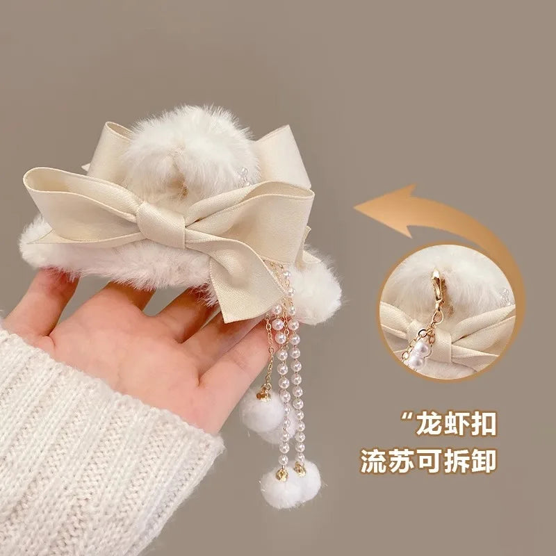 Hair Claw Headwear Women Fashion Faux Fur Hair Clip Acrylic Large Hair Claw Korea For Girl Winter Crab Barrette Hair Accessories