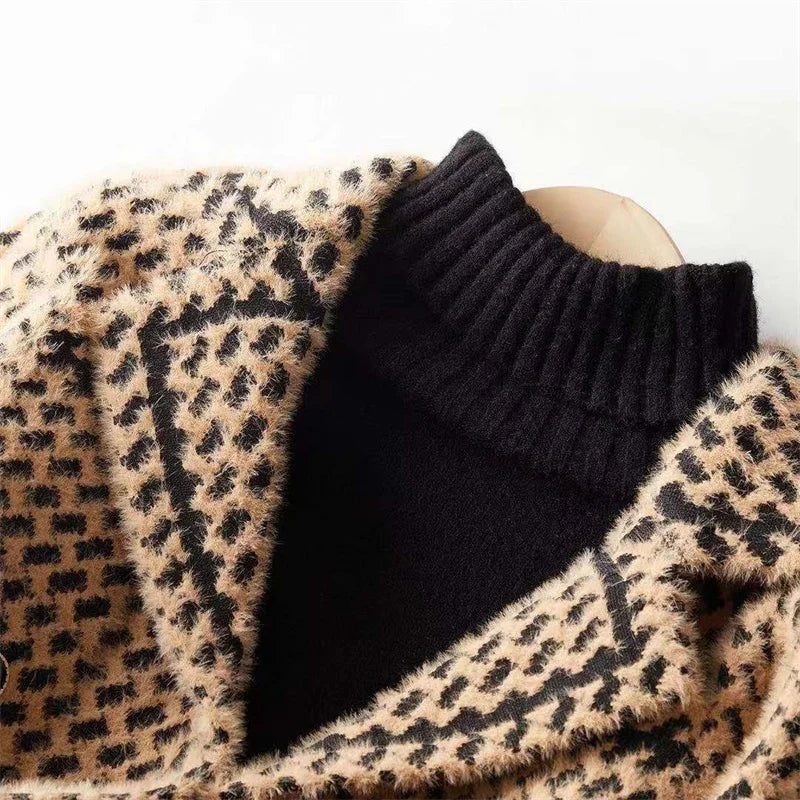 Jackets Women's Autumn Winter 2025 New Small Fragrance Short Coat Female Style Vintage Houndstooth Knitted Cardigan Outwear Tops