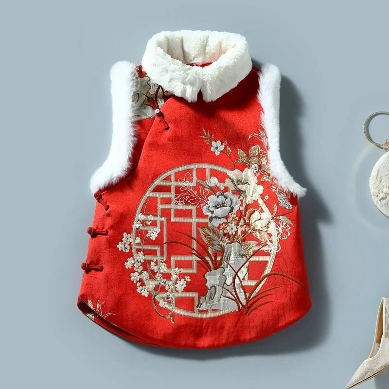 Women's Jackets Women's Vest  National Tide Cheongsam Vest Girl Retro Chinese Style Chinese Cotton Tang Suit Jacket Winter Style