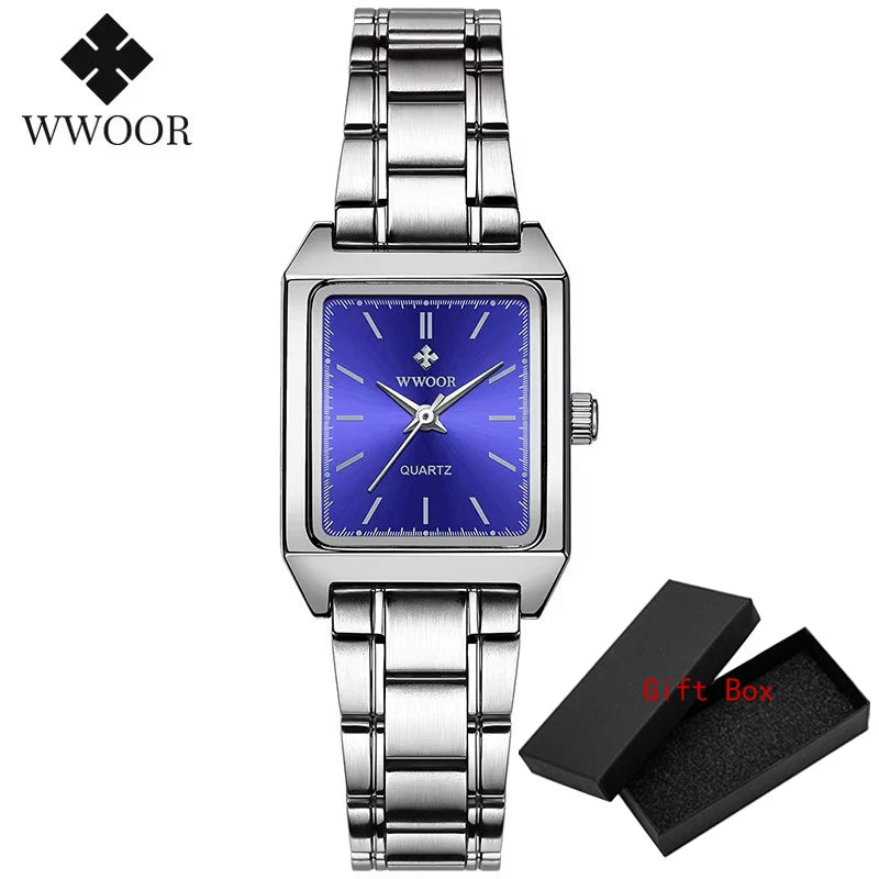 Fashion Top Brand Wwoor Womens Watches Black Small Square Wristwatch Woman Dress Bracelet Watch For Women Gift Xfcs Montre Femme