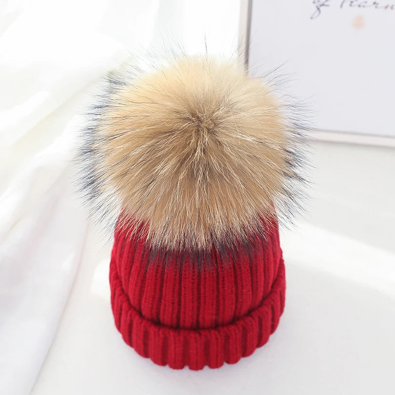 Winter Brand Female Fur Pom Poms hat Winter Hat For Women Girl 's Hat Knitted Beanies Cap Hat Thick Women Skullies Beanies