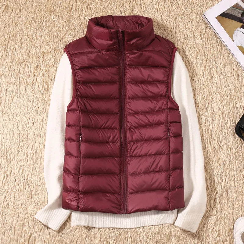 Winter Women's Down Jacket Sleeveless Cropped Puffer Jacket  Lightweight Nylon Coats Vest for Women Parkas Office Chaqueta