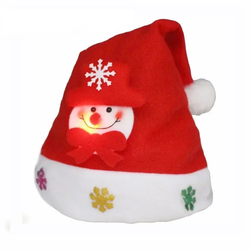 Hat New Year Costume Santa Claus Xmas Winter Gift Decor Christmas LED Hat New Year Cute Kids Adults Cap Navidad Children Girl