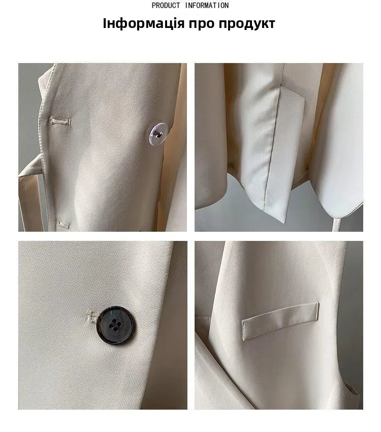 Women's Suit Vest 2025 Spring Autumn New Outerwear Briti Sle Loose plus Size Outerwear oulder Pad Vest Jaet