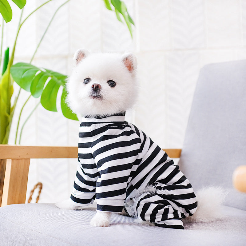 Cozy Striped Pajamas For Small Dogs And Cats - Soft Stretch Fabric For Ultimate Comfort