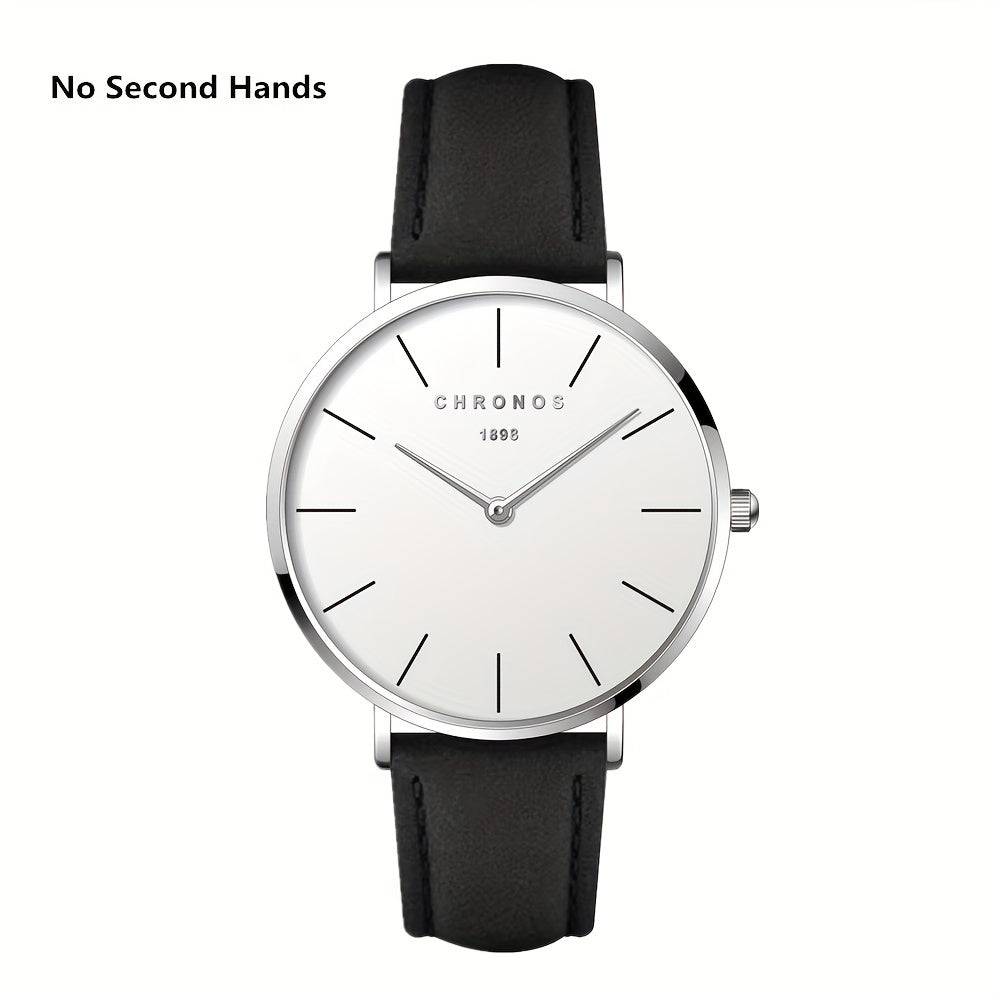 CHRONOS Men'S Classic Minimalist Watch - High Quality up to 1181.1inch, Quartz Movement Watch with Black Strap, Everyday & Formal Wear for Business, Sports, Gifts - Ideal for Men, Students, Professionals - Birthday/Christmas