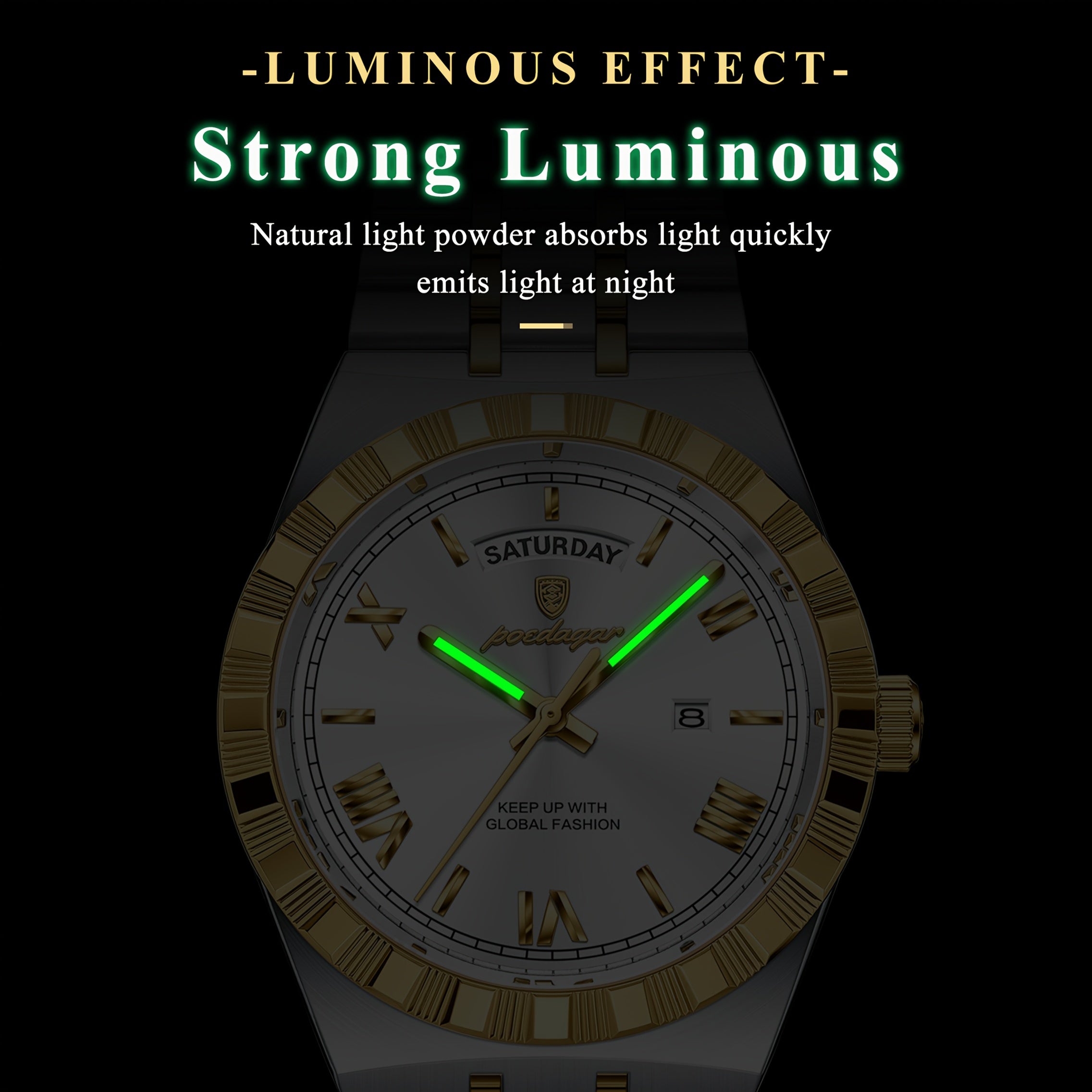 Business Trend Men's Watch Waterproof Calendar Week Stainless Steel Quartz Wristwatch