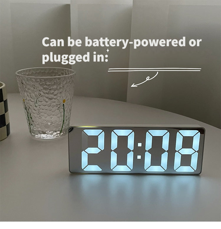 Modern LED Digital Clock with Adjustable Brightness, Date & Temperature Display - USB-Powered 12/24H Rectangular Bedroom Alarm Clock for Home Office Decor, Digital Display Clock | Contemporary Design | Durable Electronics, Al