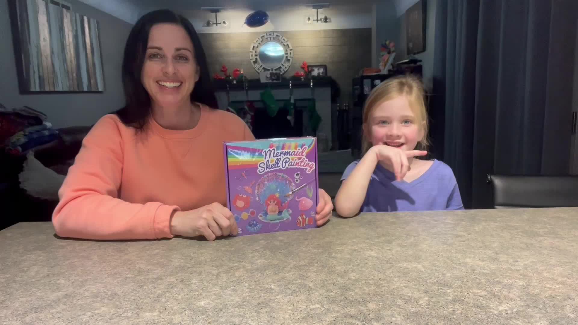 Easter Basket Stuffers 17pcs Seashells Art And Craft Kits for Kids, Age 3-10 Gifts Toys Girl Gifts Birthday Presents Air DIY Clay for Kids Mermaid Toys Kids Painting Set