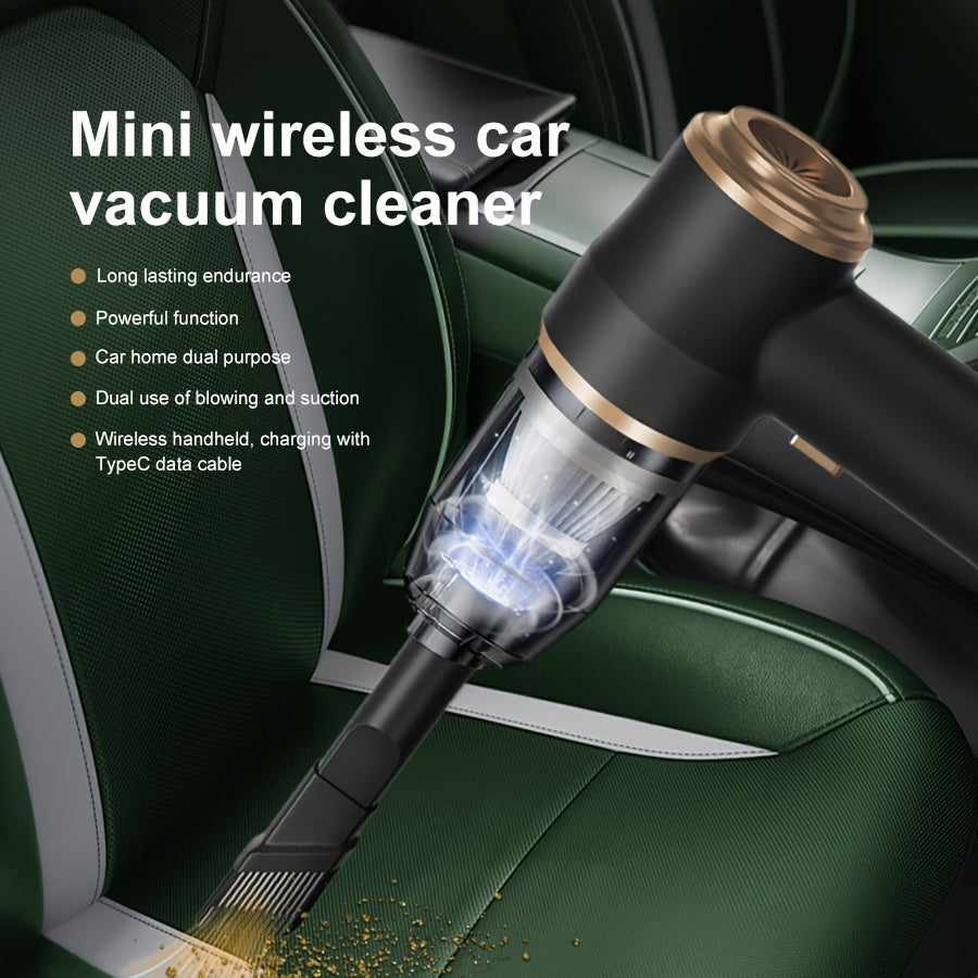 Handheld wireless portable vacuum cleaner, rechargeable, 2000 * 2 milliampere battery, suction force 5000Pa, integrated blowing and suction, suitable for multifunctional high-power small home appliance vacuum cleaners in auto