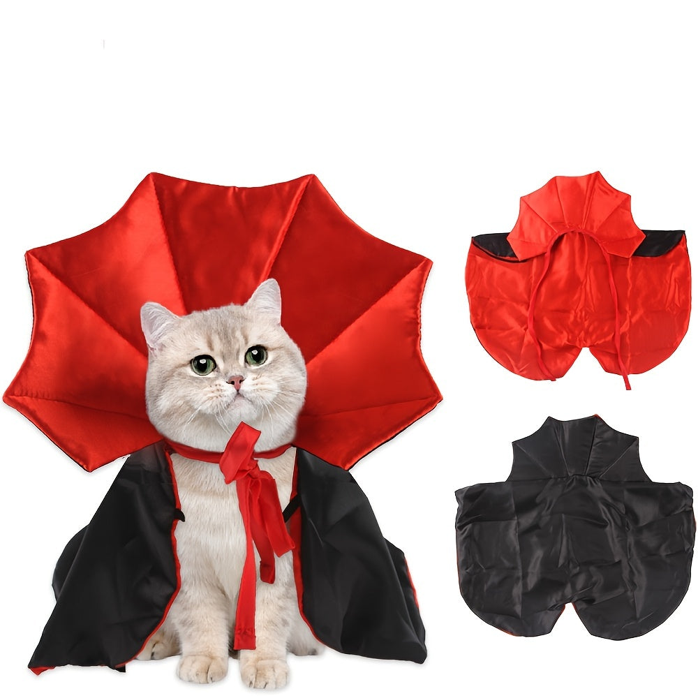 Halloween Cape Costume For Cats, Pet Vampire Cloak Puppy Cat Cosplay Costumes Devil Wizard Party Clothes For Small Medium Dog Cats