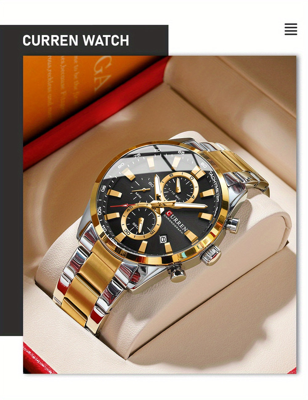 [CURREN Business Watch] CURREN Multifunctional Chronograph Business Men's Watch, Round Wristwatch, Ideal Choice For Gifts