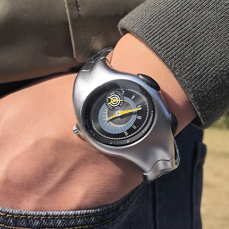 A Uniquely Shaped Y2K Original Men'S Watch, a Non-Mechanical Timepiece with a Twisted Retro Fashion, Vintage High-End, Niche Quartz Wristwatch.