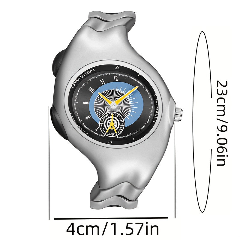 A Uniquely Shaped Y2K Original Men'S Watch, a Non-Mechanical Timepiece with a Twisted Retro Fashion, Vintage High-End, Niche Quartz Wristwatch.