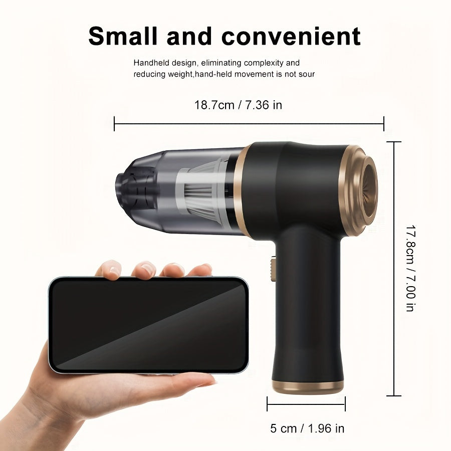 Handheld wireless portable vacuum cleaner, rechargeable, 2000 * 2 milliampere battery, suction force 5000Pa, integrated blowing and suction, suitable for multifunctional high-power small home appliance vacuum cleaners in auto