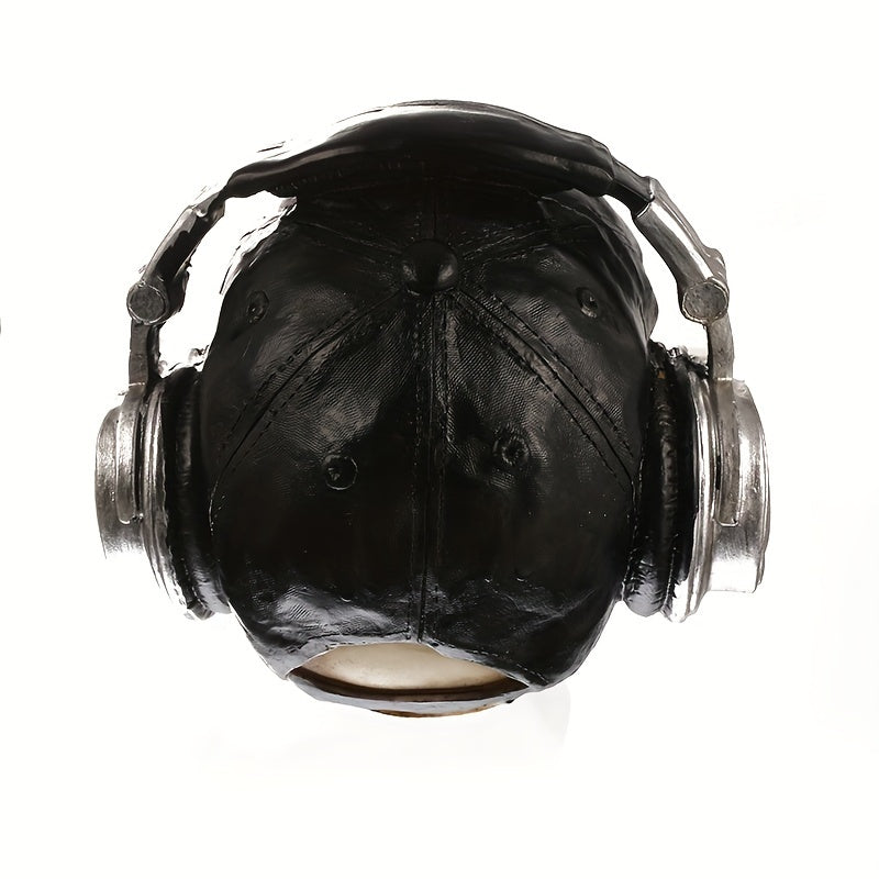 Spooky Music Lover Skull Headset: Halloween Decorations - Resin Statue Fixture for Indoor Use