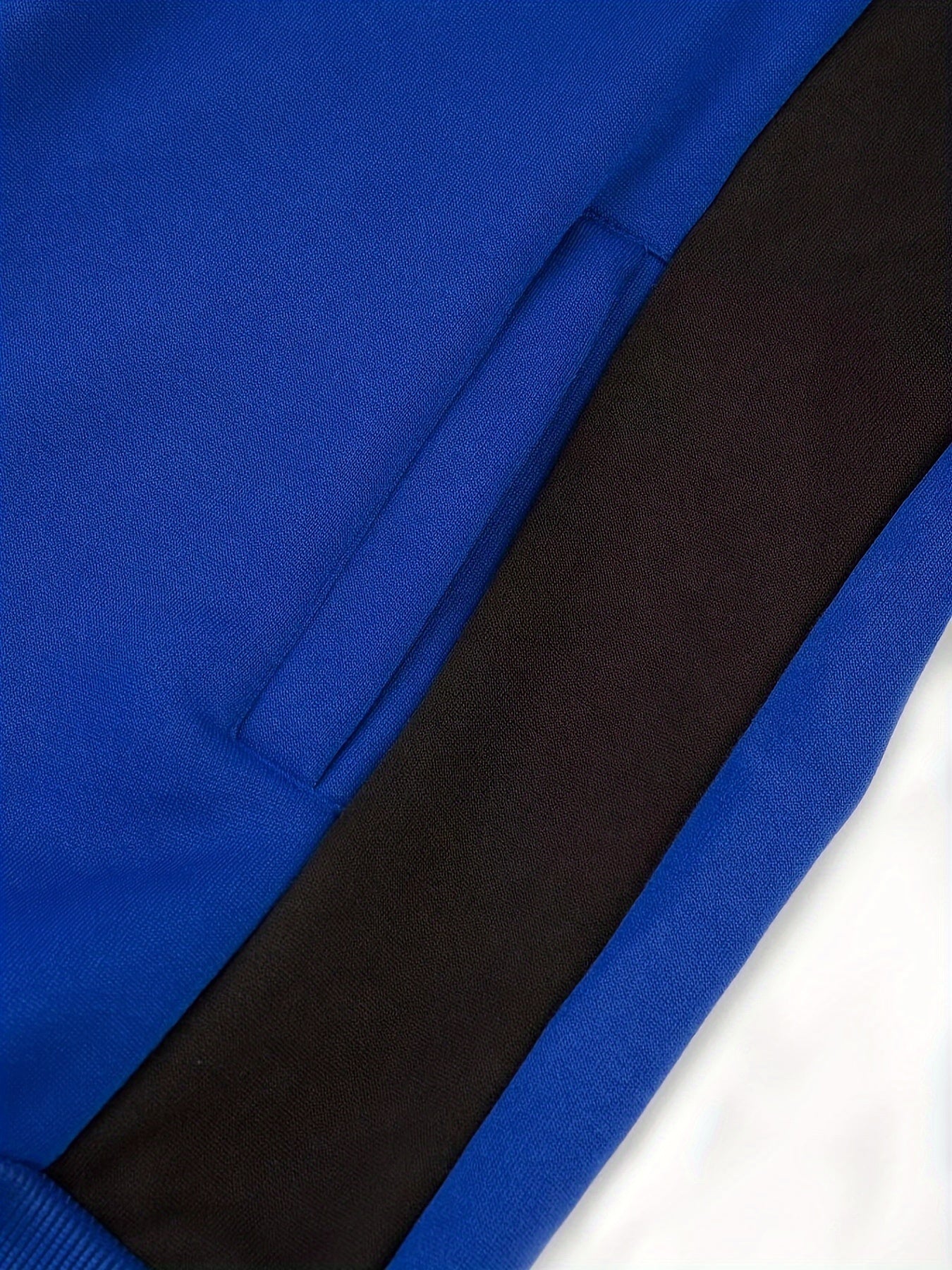 Stylish Men's Color Block Varsity Jacket - Water-Resistant Zip-Up Design with Adjustable Hood, Soft Fleece Lining, and Multiple Pockets - Perfect for Casual Outdoor Activities and Sports Events