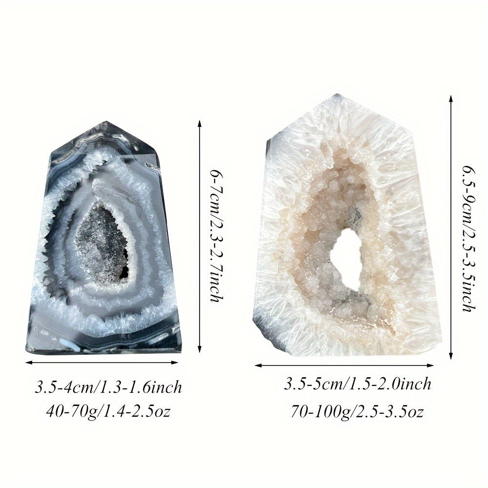 1PC Natural Black Onyx Geode Agate Point Crystal - Unique DIY Home Decor, Jewelry Making, Party Decoration Accent for Birthday, Halloween, Christmas