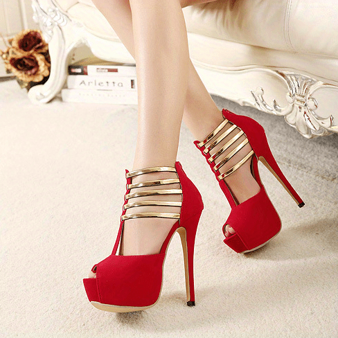 Women's Stiletto High Heels, Ankle T-strap Platform Peep Toe Pumps, Party & Dress Heels