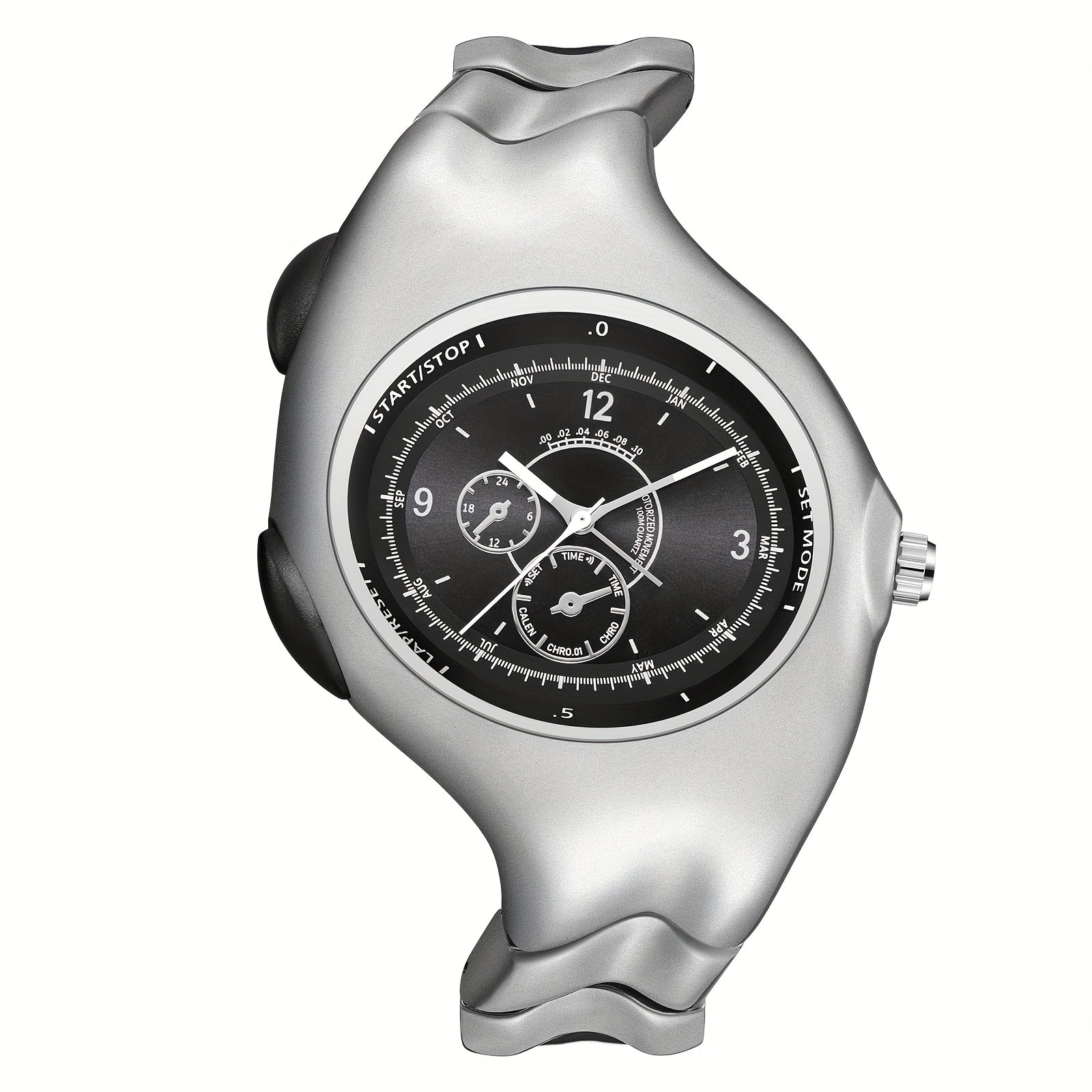 A Uniquely Shaped Y2K Original Men'S Watch, a Non-Mechanical Timepiece with a Twisted Retro Fashion, Vintage High-End, Niche Quartz Wristwatch.