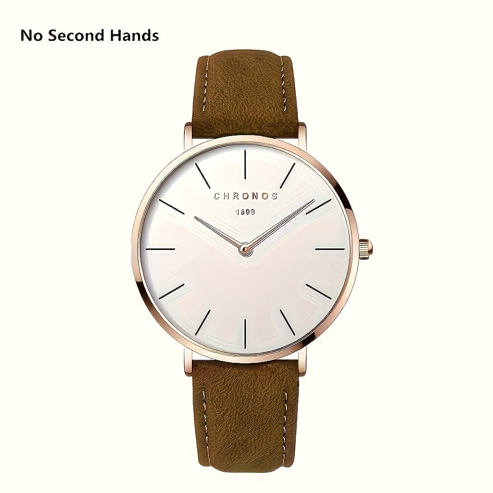 CHRONOS Men'S Classic Minimalist Watch - High Quality up to 1181.1inch, Quartz Movement Watch with Black Strap, Everyday & Formal Wear for Business, Sports, Gifts - Ideal for Men, Students, Professionals - Birthday/Christmas